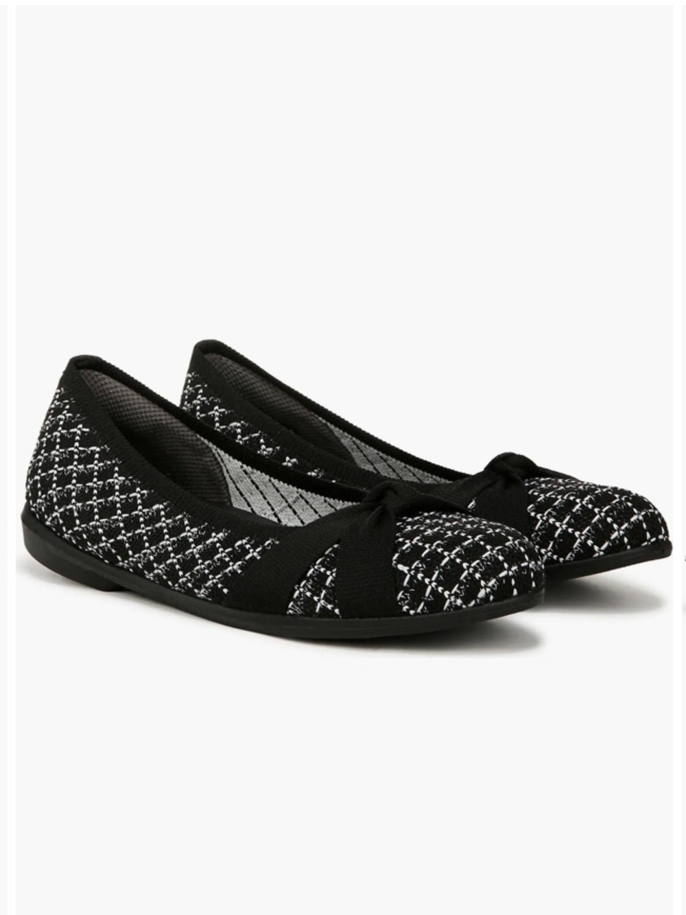Life Stride Black & White Tweed Ballet Flats with Bow